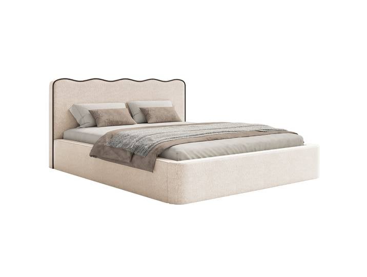 Gepolstertes Bett 160x200 cm Duney hellbeige Geflecht