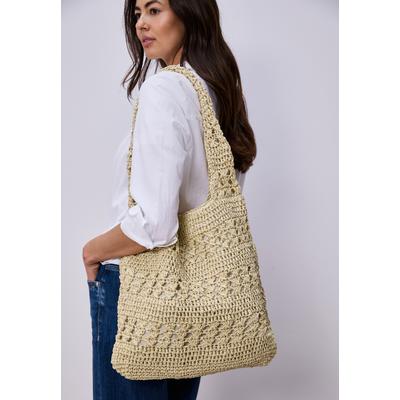 Shopper STREET ONE, Damen, beige (moonstone sand), Stoff, Papierstroh, Taschen Shopper, leicht transparent