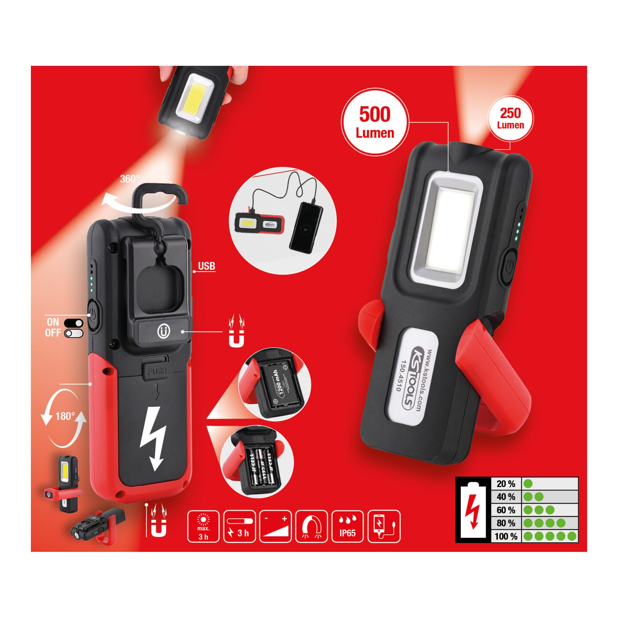 KS Tools Mobile Werkstatt-Handlampe, knickbar, 500 Lumen (150.4510)