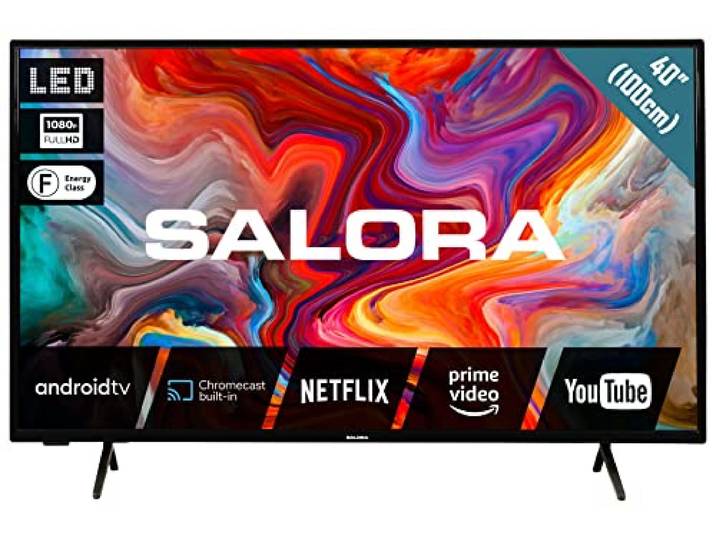 Salora SMART40TV – 40 inch Smart TV - Full HD Android TV met HDR10 & HLG, LED-display– Ingebouwde Chromecast, Dolby Audio, 3x HDMI, Bluetooth, WiFi, Spraakbesturing, Energieklasse F