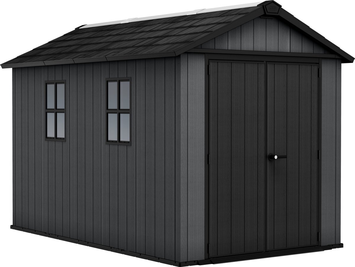 Keter Newton 7511 Gartenhaus - 350x230x246cm - Satteldach - Kunststoff - Grau - Natürlicher Holzlook
