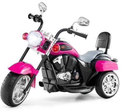 Costway 6V Powered Toddler 3-Wheel Motorbike Ride On Toy with Horn and Headlight-Hot Pink