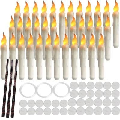 Inspired Living Magic Wand Floating LED Candles Set With Remote, Flameless Hanging Candles Flickering Warm Light 12 Or 48 Pieces 36pcs Candle Set