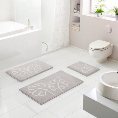 Badematte GRUND "Levana", beige, H:20mm, Polyacryl, Badematten, Badematte, Stilvolles Blattmotiv, 5 Jahre Garantie