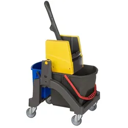 Vermop Aquva 1 x 17 L & 1 x 6 L Reinigungswagen handlicher Fahreimer Putzwagen mit integrierter Vertikalpres
