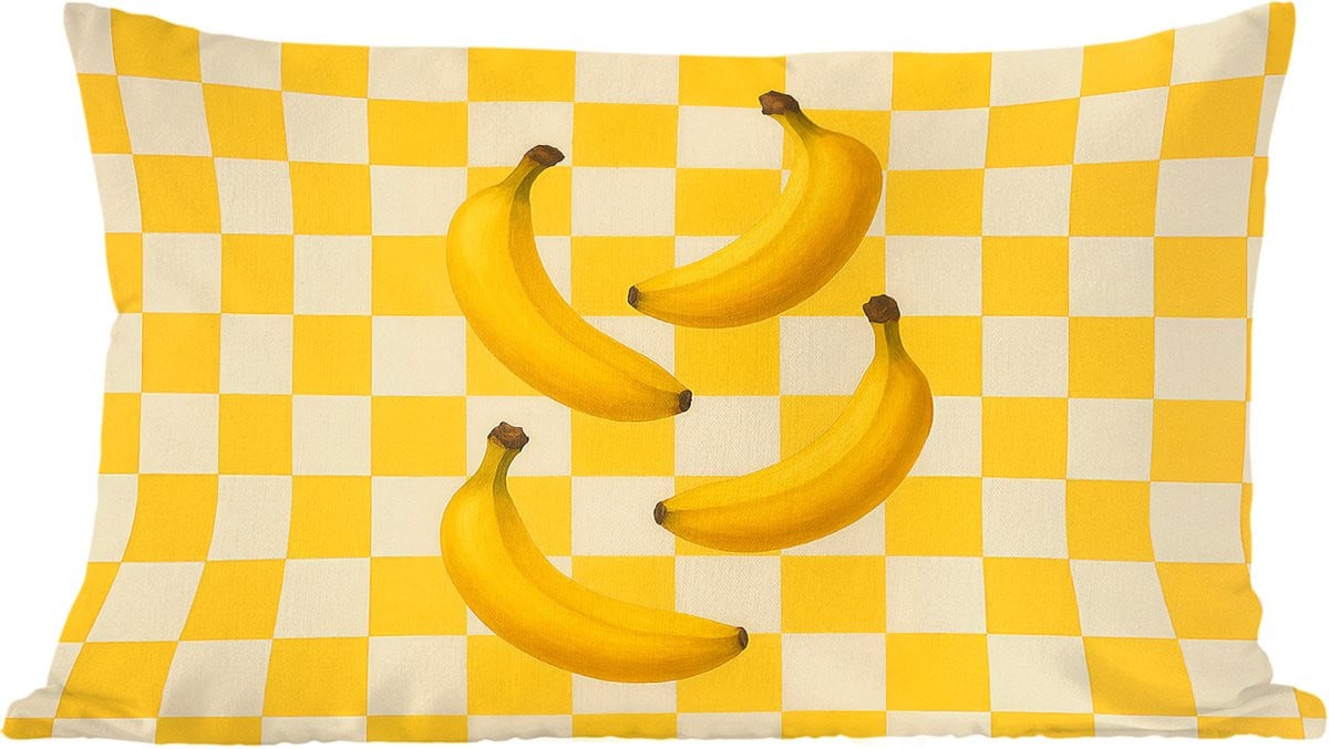 Sierkussen Bananen Geel Geblokt voor de Woonkamer - 60 x 40 cm