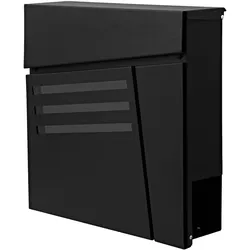 Décoshop26 - Wandbriefkasten mit Zeitungsfach schwarz pulverbeschichtet 04_0001331