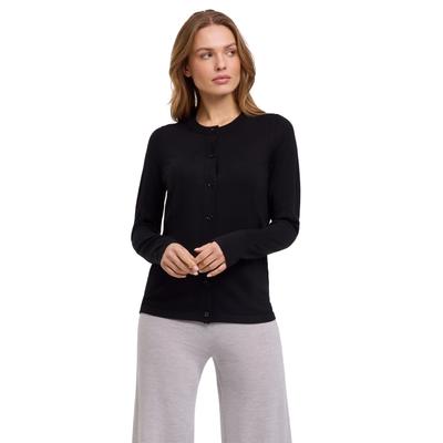 Cardigan FALKE "Pure Merino Wool", Damen, Gr. S, schwarz (3000), Strickjacken