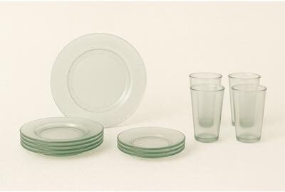 French Home Recycled Glass Urban 12-Piece Dinnerware and Tumbler Set