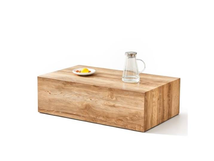 Heller rechteckiger Couchtisch 90×50×30 cm MDF Holzmaserung, ohne Montage