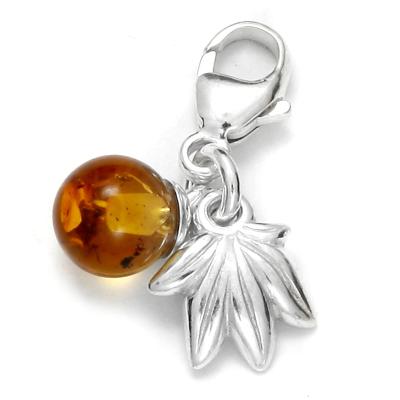 Kettenanhänger OSTSEE-SCHMUCK "- Frucht - Silber 925/000 - Bernstein" Gr. 18, silber (silber 925, silberfarben, weiß), Schmuckanhänger, Damen, Silber 925 (Sterlingsilber), Kettenanhänger