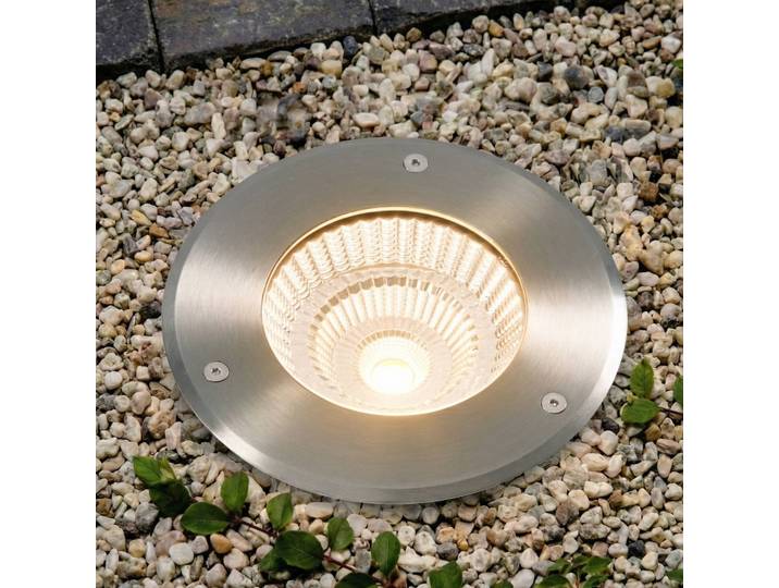 Arcchio LED-Bodeneinbauspot Thentos, Ø 18 cm 60° nickel IP67 Thentos, alu / grau / zink, Edelstahl, Bodeneinbauleuchten