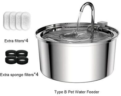 Uplift Picks Cordless Stainless Steel Pet Water Fountain With Motion Sensor For Cats Dogs not Rechargeable C large 4 L
