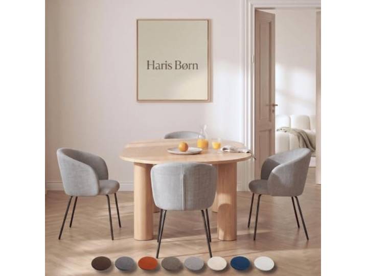 Haris Børn® Esszimmerstühle (4er Set) Grau-Braun - Bequeme Polster Esszimmerstühle mit Armlehne - Premium Esstisch Stühle & Wohnzimmer Stühle - Moderne Esszimmerstühle 30 Tage risikofrei testen