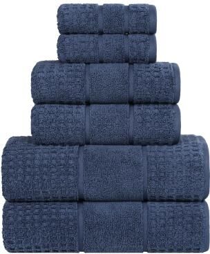 Blue Nile Mills Waffle Textured Assorted 6-Piece Zero Twist Cotton Towel Set