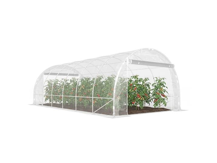 Outsunny Serre tunnel de jardin 18m², serre de jardin tunnel 296x597x199cm avec cadre acier galvanisé, 2 portes, bâche PE haute