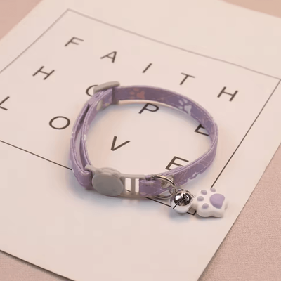 Inspire Curations PawCharm Breakaway Cat Collar With Bell & Paw Print Design purple