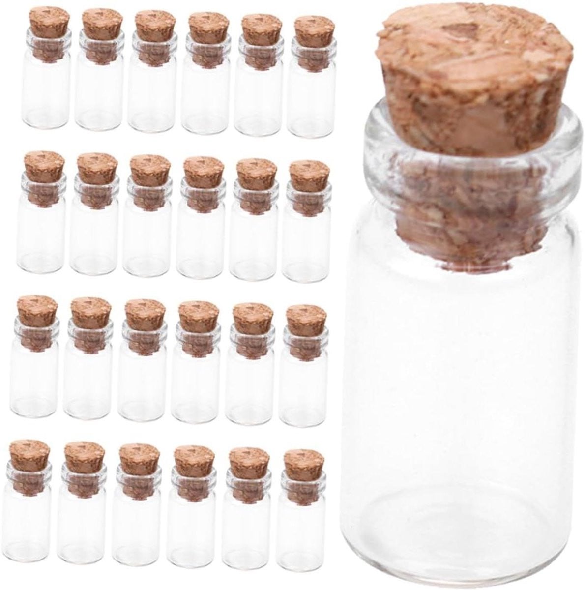 50 stuks Mini Glazen Potjes met Kurk - Transparant - Herbruikbaar