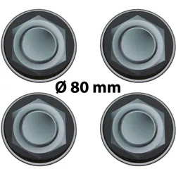 4 x Ø 80 mm Polymere Aufkleber / Radmutter-Optik / Nabenkappen, Felgendeckel