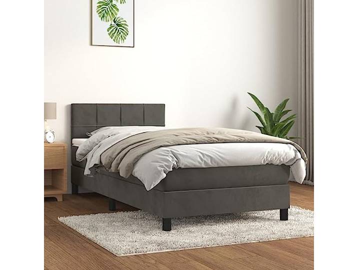 RJPLMFV Lattenrost, Matratze, Velours, Dunkelgrau, 80 x 200 cm Verstellbarer Kopf, Taschenfedern, mittelfest, weicher Matratzenschoner