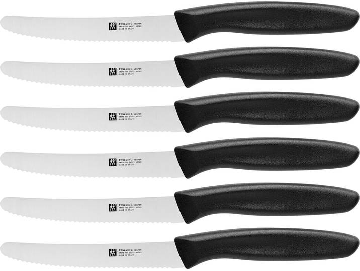 Brotzeitmesser ZWILLING Twin Grip , silber (schwarz, silberfarben), 6, Stahl, Essmesser, Brotzeitmesser, Nitrostahl