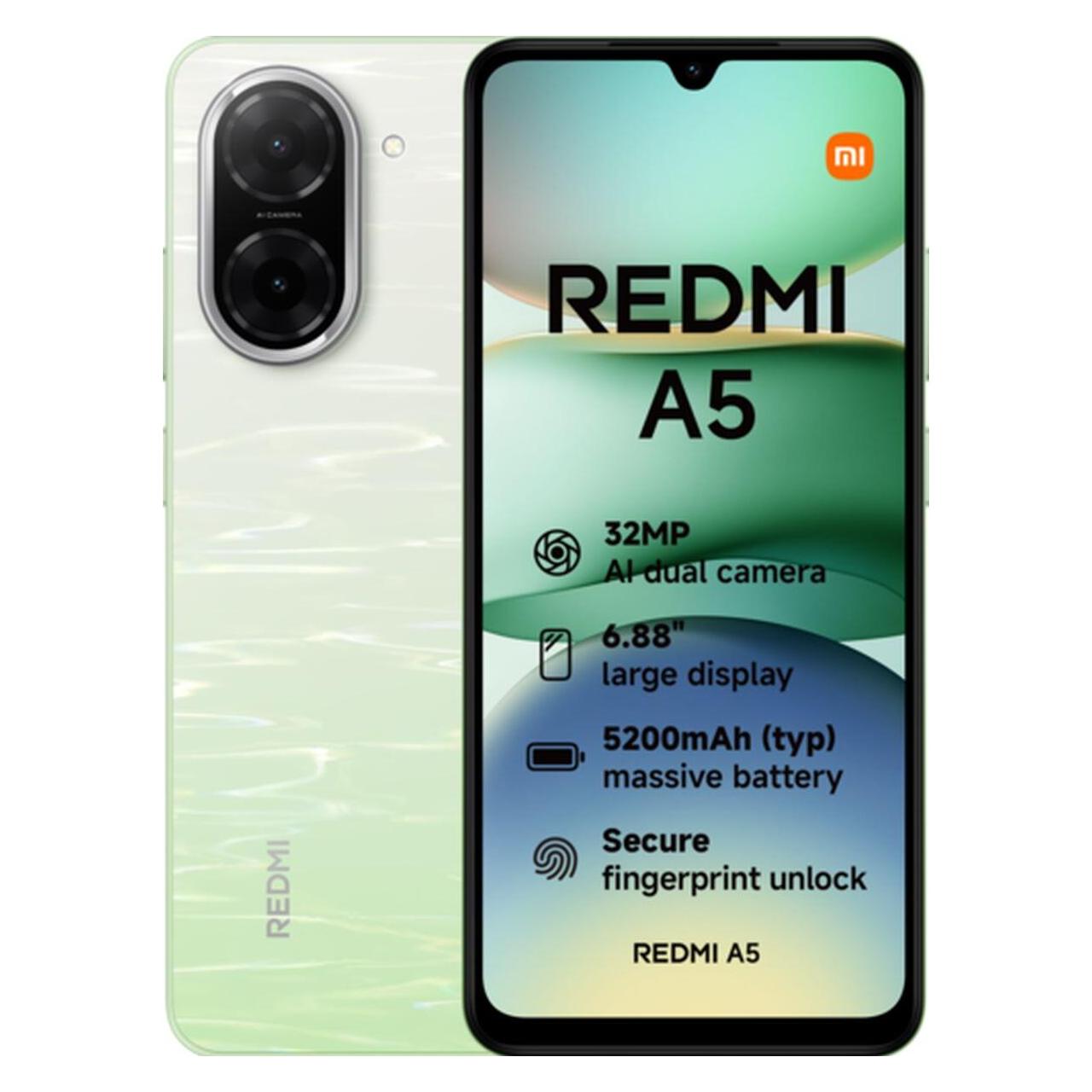 Xiaomi Redmi A5 4G (64 GB, Lake Green, 6.88", Dual SIM, 4G) (MZB0JSLEU)