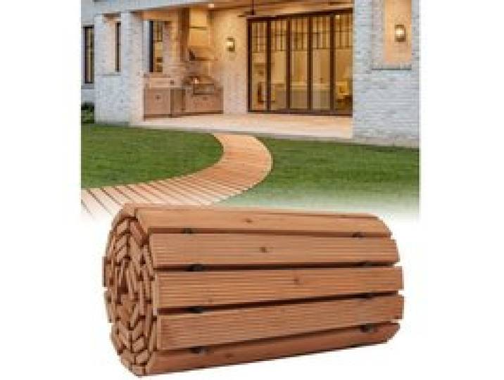 VEVOR Rollweg Gartenweg 253x43 cm, Ausrollbarer Holzweg, Gehweg aus Zedernholz mit Drahtseilverbindung, Holztritt, Gartentritt, dekorative Trittplatten für die Strandpromenade, Hinterhof, Terrasse
