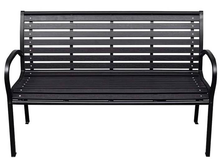 vidaXL Gartenbank Schwarz 116 cm Stahl und WPC