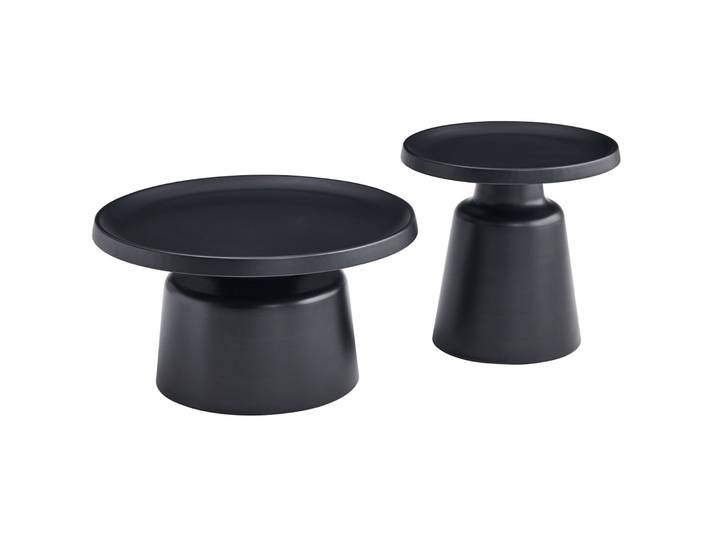 Brin runde Kaffeetisch-Sets 70 und 50 cm schwarz