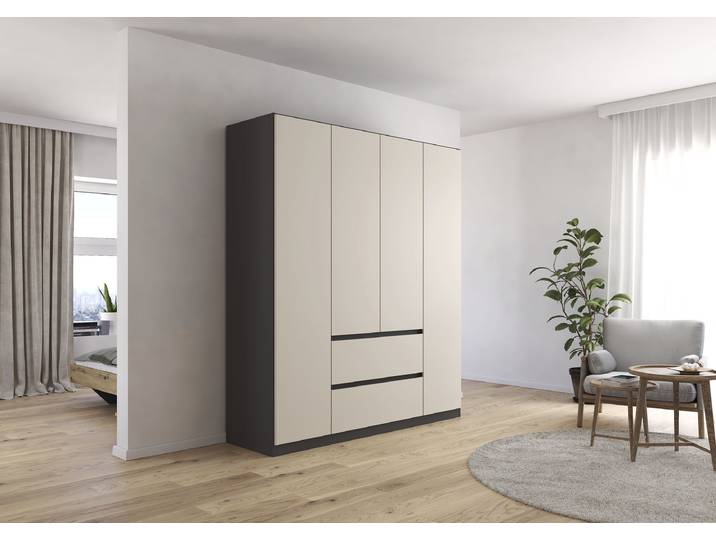 Drehtürenschrank Mainz 181cm Grau/Beige/Kaschmir/Graumetallic Classic ohne Spiegeltür/-en