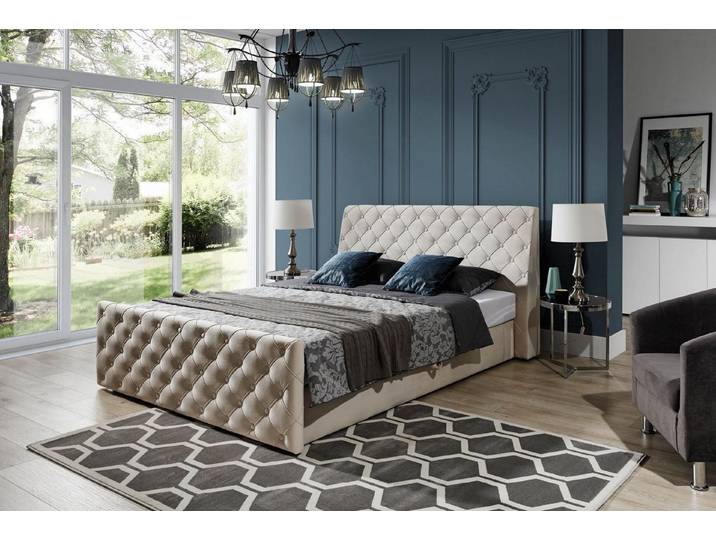 Xlmoebel Polsterbett Chesterfield Lederbett mit eleganter Polsterung im Ehe-Design (Bett), Hergestellt in Europa
