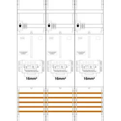 f-tronic 7141560 Zählerfeld Z31B-16-ZSK-HSS, 3-feldrig, H=1050mm, 3-3.HZ, 16mm2, 3 ZSK-Set, 3 HSS Z31B16ZSKHSS