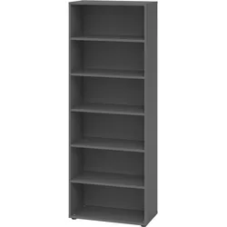 bümö Regal graphit, Standregal aus Holz für 6 Ordnerhöhen - Bücherregal 80 cm breit, Aktenregal für Ordner & Bücher, Büroregal, Holzregal,