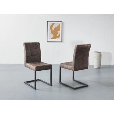 Esszimmerstuhl HELA "Donna", braun (vintage braun, anthrazit), B:42cm H:91cm T:62cm, Softex Vintage: 100% Polyester, Stühle, Esszimmerstuhl, Freischwinger mit Vintage Microfaser Bezug