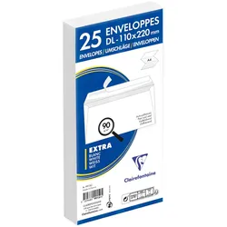 Clairefontaine 500x Umschläge haftklebend 110x220mm/DL, 90g - Weiß 9915C