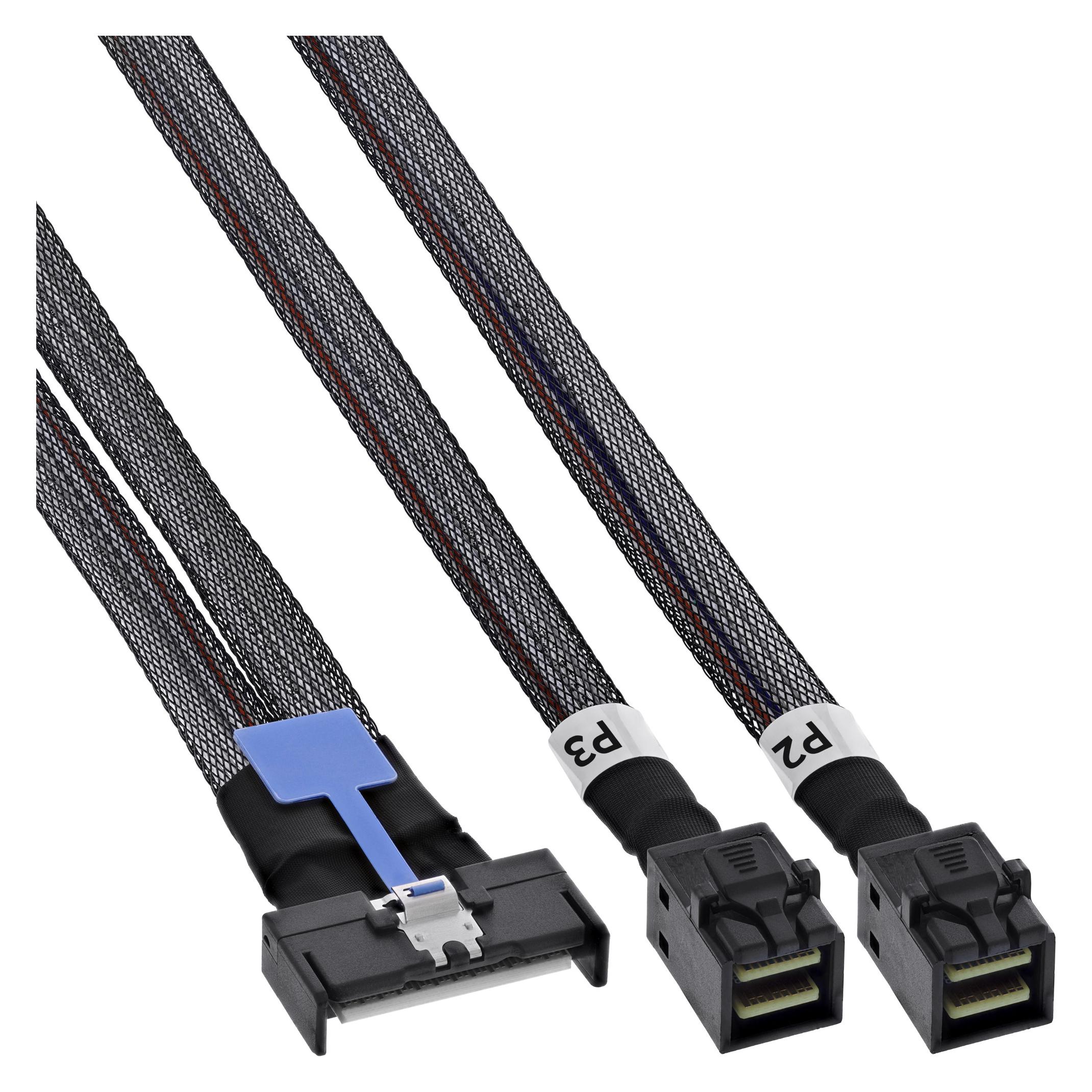 InLine MCIO Kabel, MCIO x8 auf 2x MiniSAS-HD SFF-8643, 0,75 m (75 cm) (27666B)
