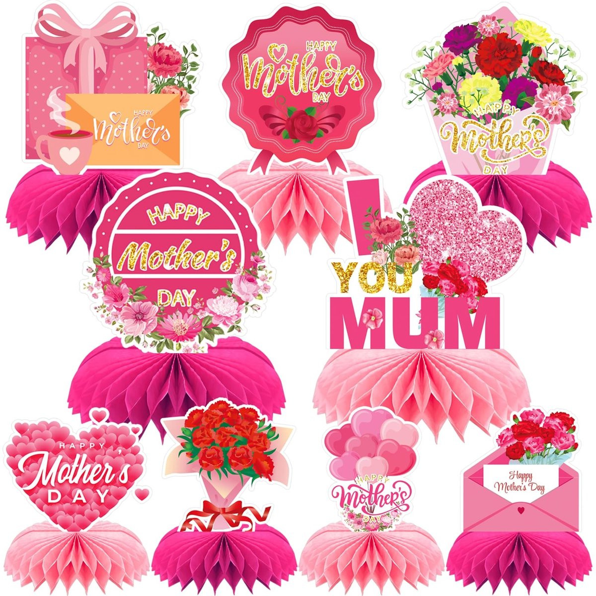 Dailygoods Moederdag Decoraties 9 Stuks - Honingraat Centerpieces voor Tafeldecoratie