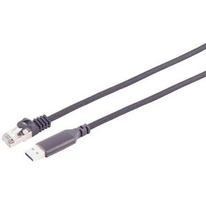 S-Conn USB-Kabel 14-52025 USB-A LAN Adapterkabel, 1 m, Anschlusskabel, RJ45 Stecker / A Stecker