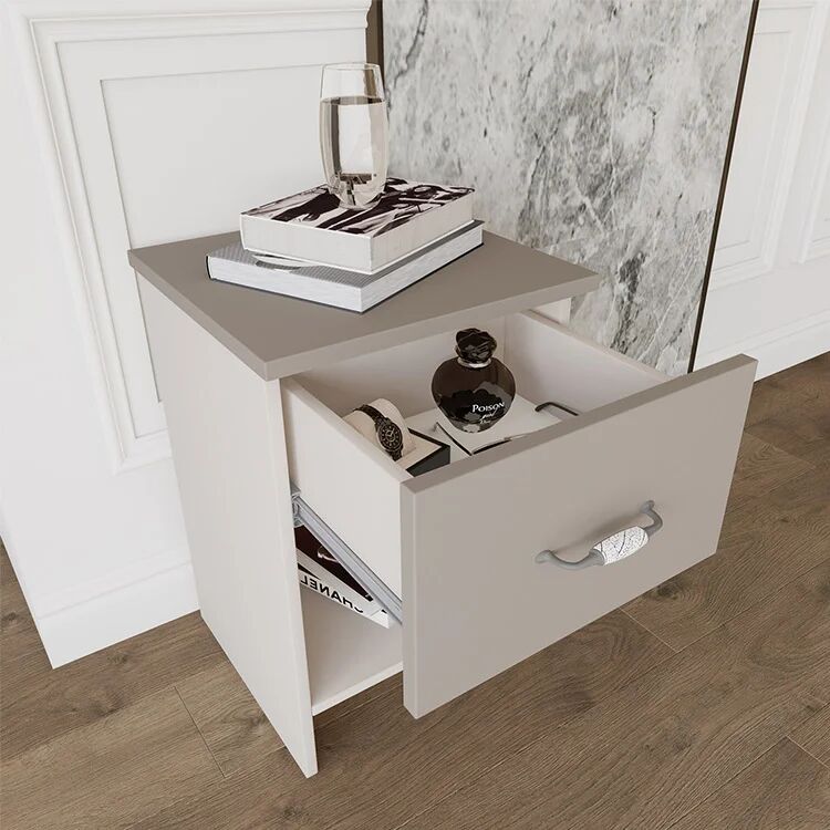 garneroarredamenti Set 2 comodini moderni 40x59h cm 1 cassetto beige Emporio