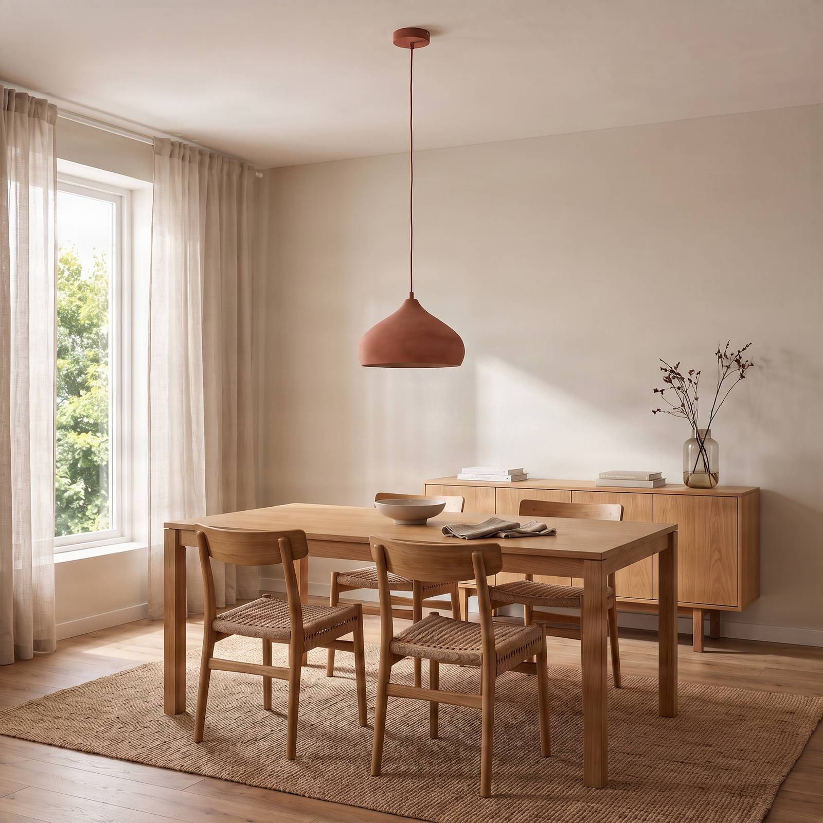 Hängelampe Fiona Lindby, dimmbar, terracotta, für Wohn- / Esszimmer, Beton, Mediterran, Pendelleuchte