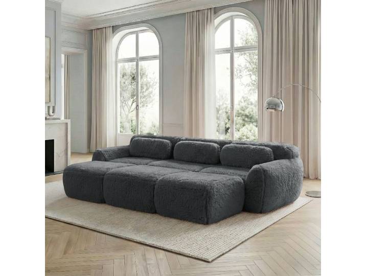 Canapé convertible Canapé-lit – style Cloud 3 places gris sans cadre en tissu
