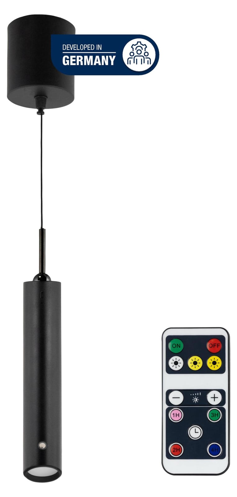 REV LED hanglamp op oplaadbare batterijen, uitschuifbaar van 37 tot 163 cm, zwart