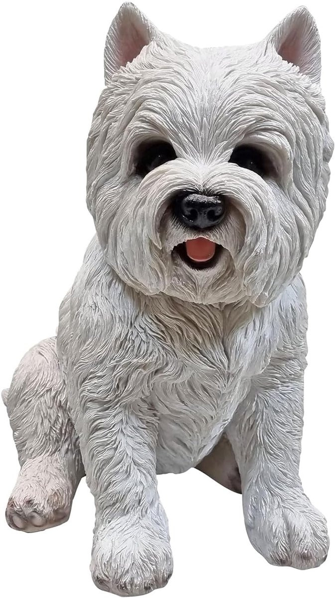 Wit Terriër Beeld - Zittende Hond Figuur voor Woondecoratie - 14 kg