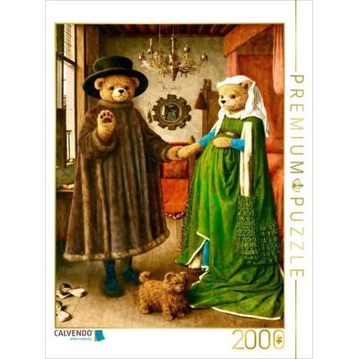 CALVENDO Puzzle Das Teddy-Porträt (Das Arnolfini-Porträt von Jan van Eyck, 1434) | 2000 Teile Lege-Größe 90x67cm Foto-Puzzle für glückliche Stunden