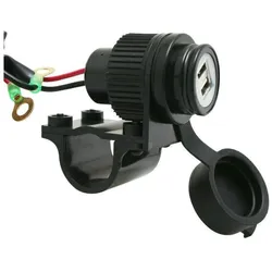 Avoc Doppel-USB-Ladegerät + Lenkerbefestigung, Auto Adapter, Schwarz