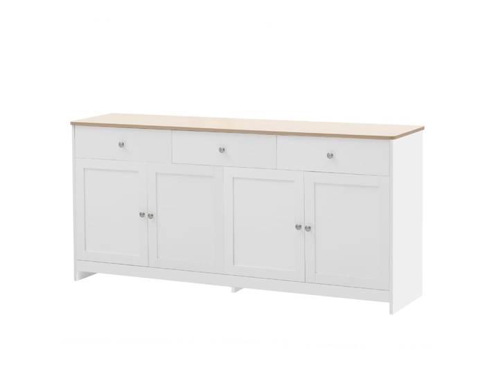 Buffet Bas Scandinave 3 Tiroirs et 4 Portes Blanc