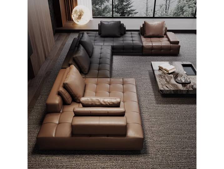 Canapés italiens de luxe en cuir véritable, oreillers confortables pour appartement, salon, cinéma, Divani Da Soggiorno, meubles de maison