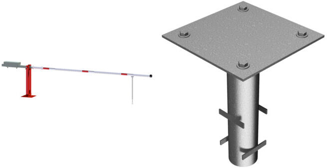 Schake Set Handschranke, B6000mm 950mm, Dreikant, Auflage + Satz Bodenhülse + Dreikantschlüssel M 12 + Grauguss-Univ.-Schlüssel + Seilzugverstärkung