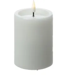 LED Kerze UNIQUE Rustik-Optik Echtwachs 7,5x10cm bis 1500Std weiß