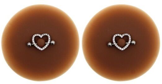 Be Lily Accessoires Paire de Cache-Tétons Piercing Coeur Strass Peau Foncée
